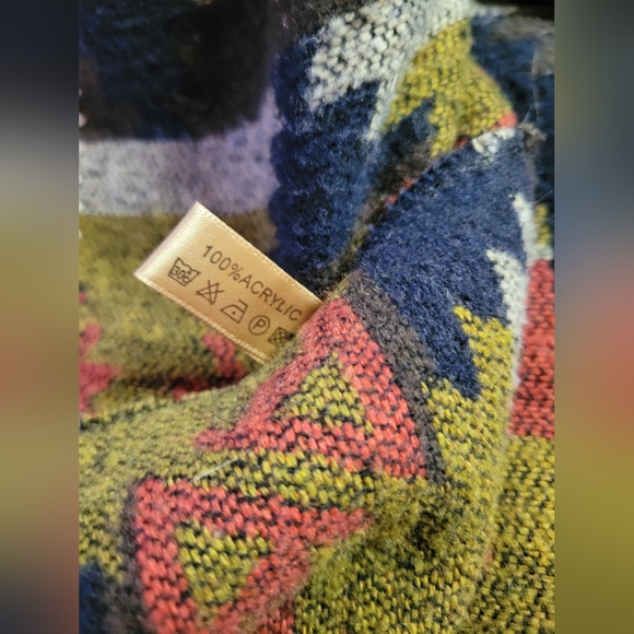Janice | Aztec Geometric Print Poncho Shawl Boho Knit Cape | One Size - Picture 7 of 10